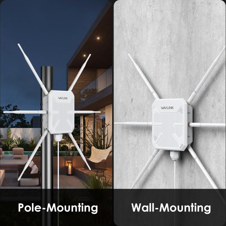WAVLINK WN588HX3 AX3000 Outdoor WiFi Extender with 6 Antennas Dual Band WiFi Repeater, Plug:US Plug - free shipping - PMC TechLife - Order now!