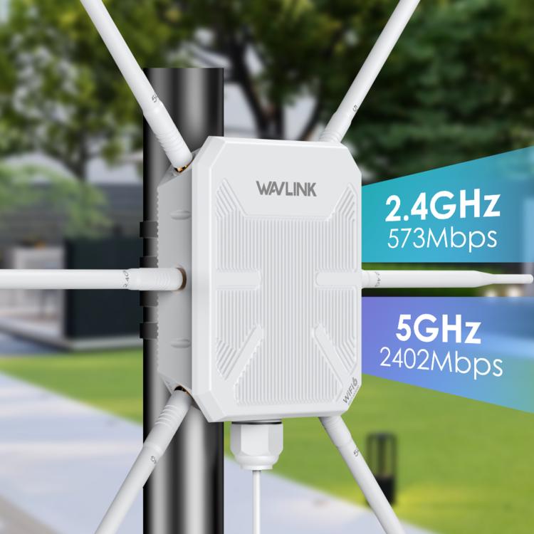 WAVLINK WN588HX3 AX3000 Outdoor WiFi Extender with 6 Antennas Dual Band WiFi Repeater, Plug:EU Plug - free shipping - PMC TechLife - Order now!