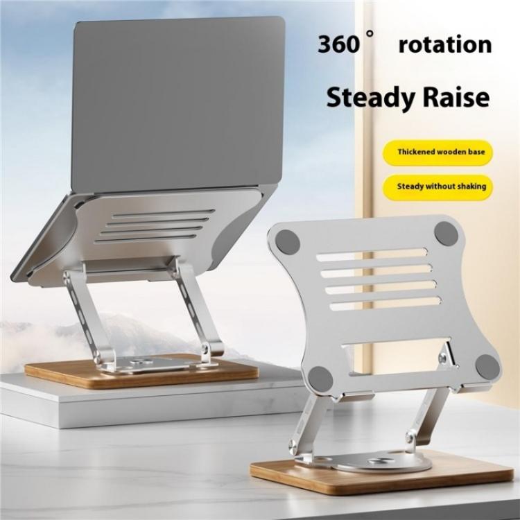 J31 Foldable 360-Degree Rotating Laptop Metal Wood Cooling Stand(Silver) - Laptop Stand by PMC TechLife | Online Shopping South Africa | PMC TechLife | Buy Now Pay Later Mobicred