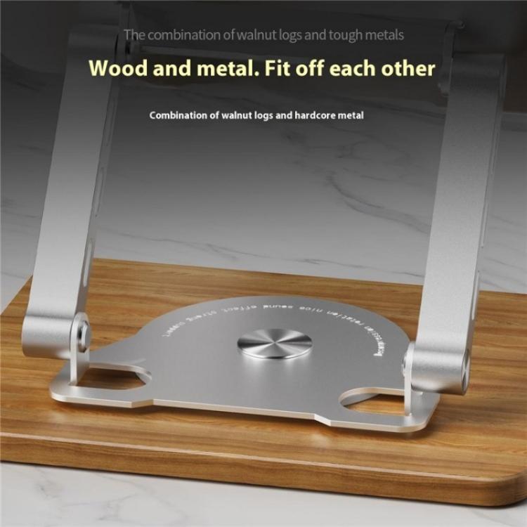J31 Foldable 360-Degree Rotating Laptop Metal Wood Cooling Stand(Silver) - Laptop Stand by PMC TechLife | Online Shopping South Africa | PMC TechLife | Buy Now Pay Later Mobicred