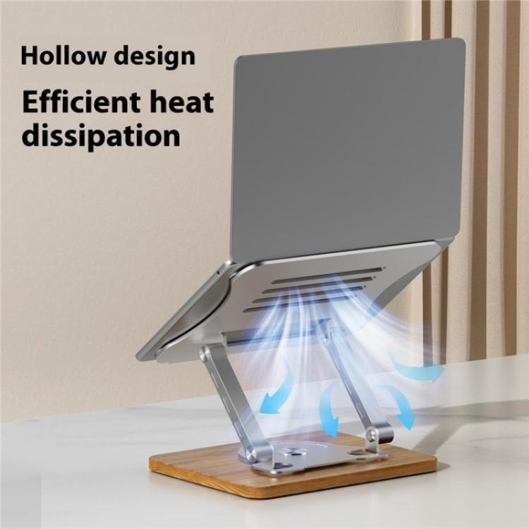 J31 Foldable 360-Degree Rotating Laptop Metal Wood Cooling Stand(Grey) - Laptop Stand by PMC TechLife | Online Shopping South Africa | PMC TechLife | Buy Now Pay Later Mobicred