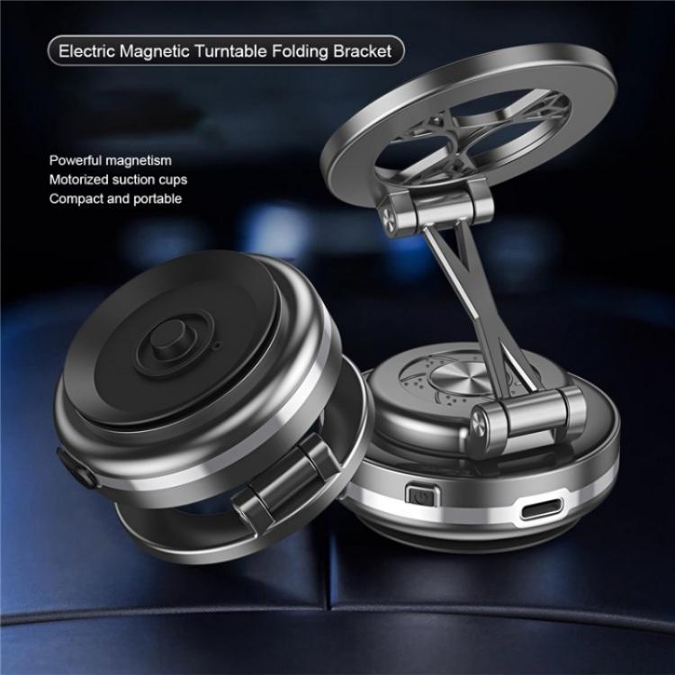 C6 Adjustable Folding Rotating Car Stand Vacuum Suction Cup Magnetic Phone Holder(Grey) - Wireless Charger Holders by PMc TechLife | Online Shopping South Africa | PMc TechLife | Buy Now Pay Later Mobicred