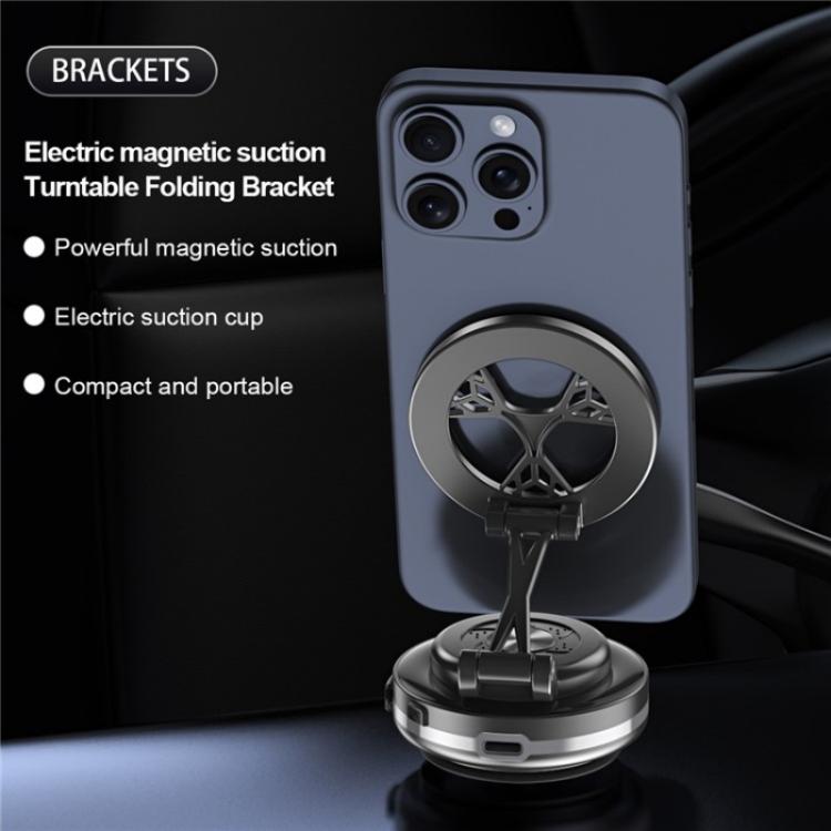 C6 Adjustable Folding Rotating Car Stand Vacuum Suction Cup Magnetic Phone Holder(Grey) - Wireless Charger Holders by PMc TechLife | Online Shopping South Africa | PMc TechLife | Buy Now Pay Later Mobicred