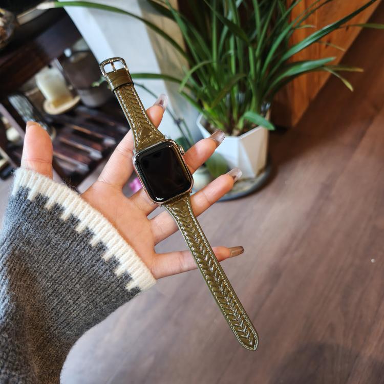 For Apple Watch 46mm / 49mm / 45mm / 44mm Heart-Shaped Embossed Leather Watch Band(Vintage Green) - Watch Bands by PMC TechLife | Online Shopping South Africa | PMC TechLife | Buy Now Pay Later Mobicred