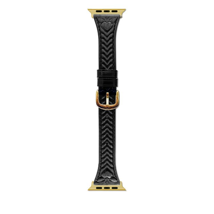 For Apple Watch 46mm / 49mm / 45mm / 44mm Heart-Shaped Embossed Leather Watch Band(Black) - Watch Bands by PMC TechLife | Online Shopping South Africa | PMC TechLife | Buy Now Pay Later Mobicred