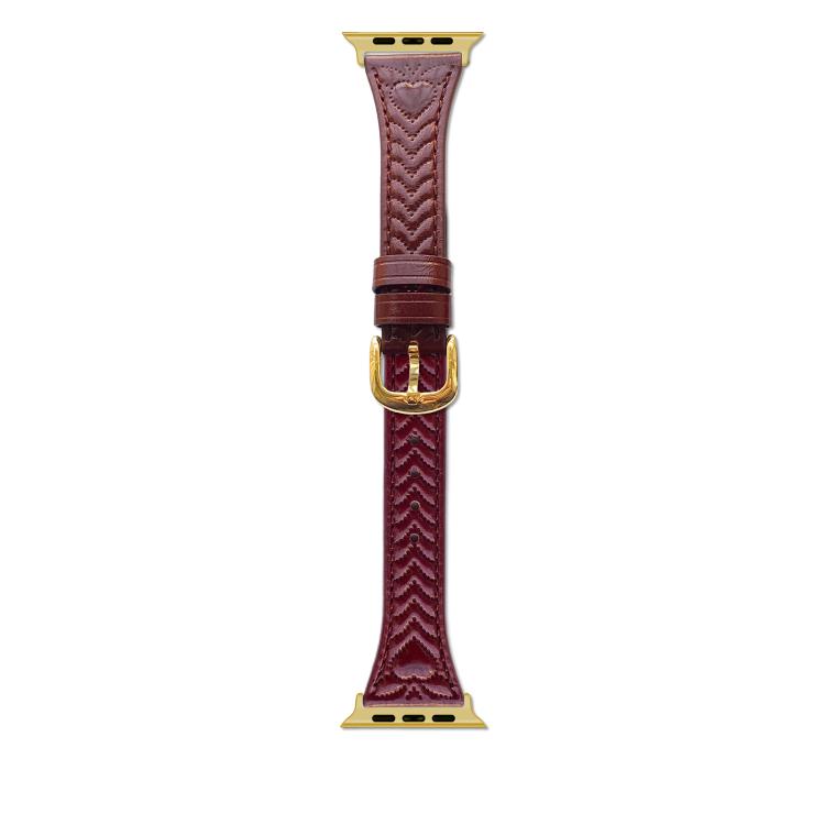 For Apple Watch 46mm / 49mm / 45mm / 44mm Heart-Shaped Embossed Leather Watch Band(Wine Red) - Watch Bands by PMC TechLife | Online Shopping South Africa | PMC TechLife | Buy Now Pay Later Mobicred