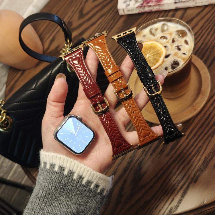 For Apple Watch 46mm / 49mm / 45mm / 44mm Heart-Shaped Embossed Leather Watch Band(Vintage Green) - Watch Bands by PMC TechLife | Online Shopping South Africa | PMC TechLife | Buy Now Pay Later Mobicred