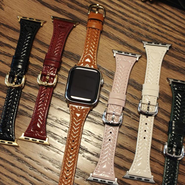 For Apple Watch 46mm / 49mm / 45mm / 44mm Heart-Shaped Embossed Leather Watch Band(Wine Red) - Watch Bands by PMC TechLife | Online Shopping South Africa | PMC TechLife | Buy Now Pay Later Mobicred