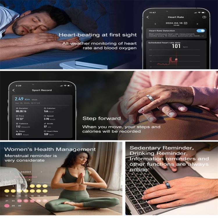 R10 SIZE 14 Smart Ring, Support Heart Rate / Blood Oxygen / Sleep / Multiple Sports Modes(Rose Gold) - free shipping - PMC TechLife - Order now!