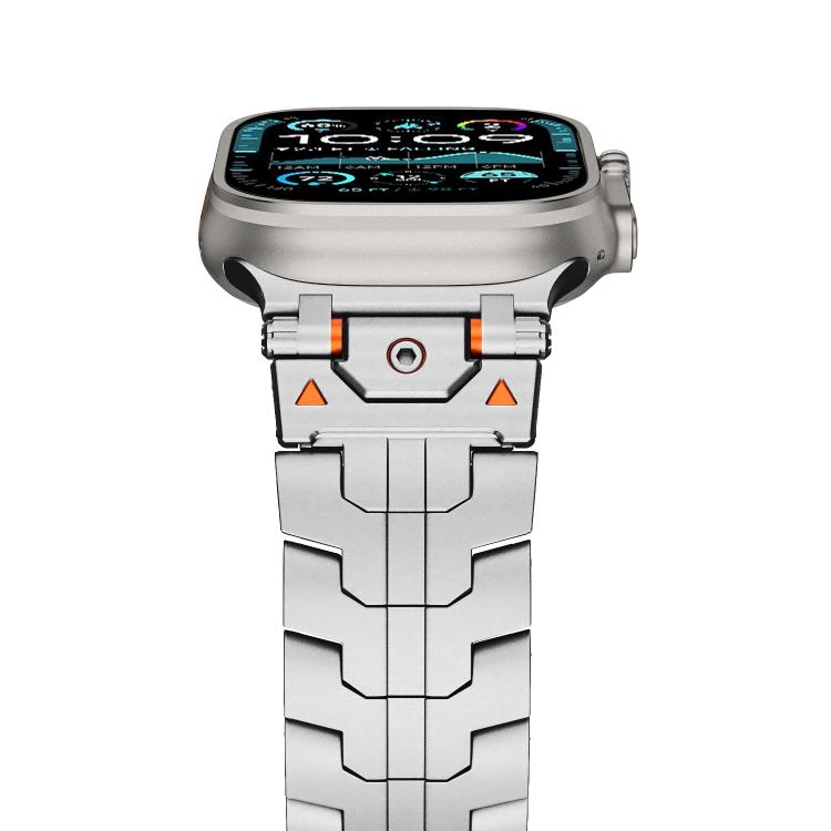 For Apple Watch 46mm / 49mm / 45mm / 44mm Stainless Steel Iron Man Butterfly Buckle Metal Watch Band(Silver) - free shipping - PMC TechLife - Order now!