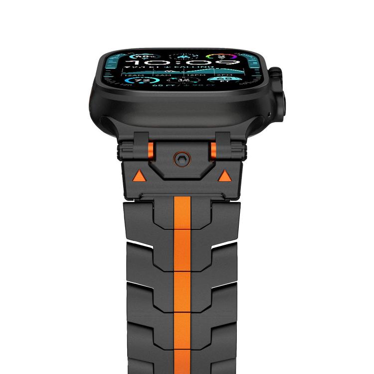 For Apple Watch 46mm / 49mm / 45mm / 44mm Stainless Steel Iron Man Butterfly Buckle Metal Watch Band(Black Orange) - free shipping - PMC TechLife - Order now!