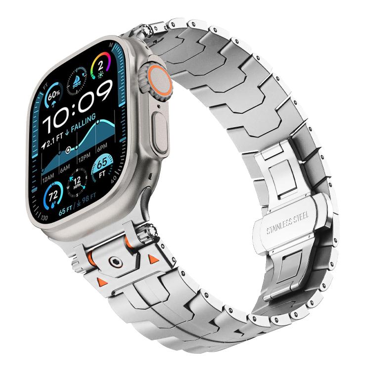 For Apple Watch 42mm / 41mm / 40mm / 38mm Stainless Steel Iron Man Butterfly Buckle Metal Watch Band(Silver) - free shipping - PMC TechLife - Order now!