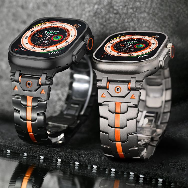 For Apple Watch 42mm / 41mm / 40mm / 38mm Stainless Steel Iron Man Butterfly Buckle Metal Watch Band(Black) - free shipping - PMC TechLife - Order now!