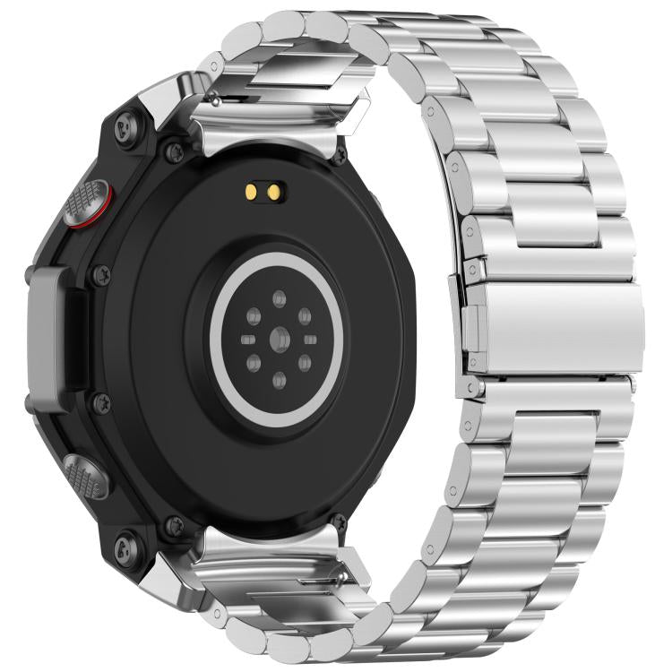 For Amazfit T-REX 3 Three Beads Stainless Steel Metal Watch Band(Silver) - free shipping - PMC TechLife - Order now!