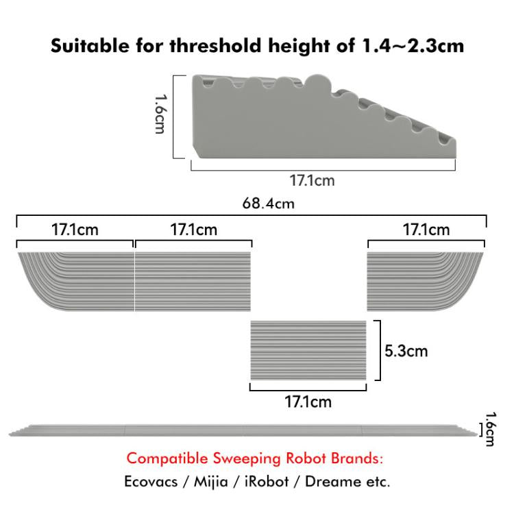 JUNSUNMAY For Ecovacs / iRobot / Mijia / Dreame Sweeping Robot Universal Silicone Threshold Bars Ramp Mat(Black) - free shipping - PMc TechLife - Order now!