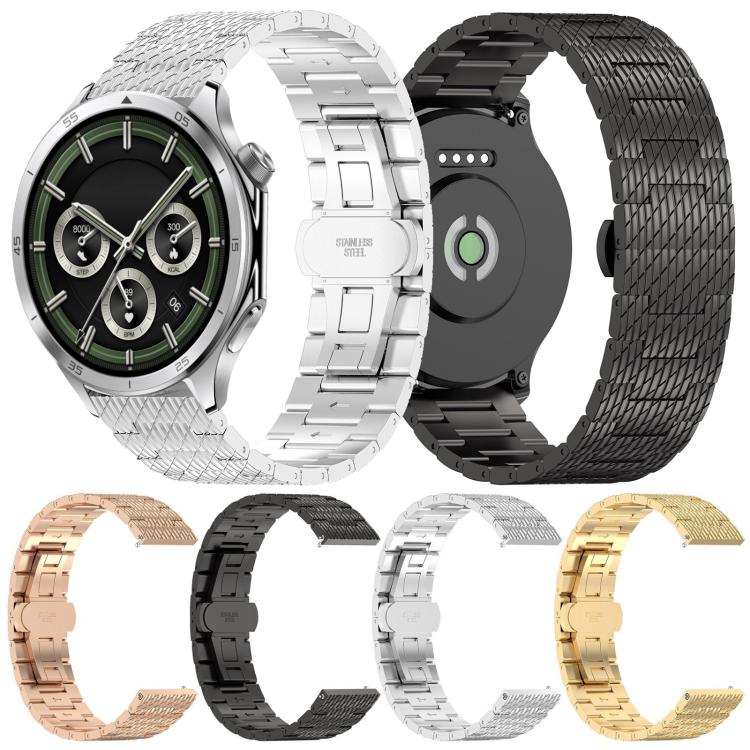 For OPPO Watch X2 Twill Texture Stainless Steel Metal Watch Band(Gold) - free shipping - PMC TechLife - Order now!
