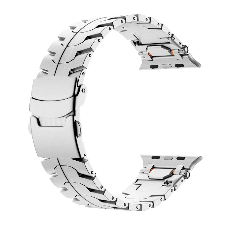 For Apple Watch 46mm / 49mm / 45mm / 44mm Stainless Steel Iron Man Safety Buckle Metal Watch Band(Silver) - free shipping - PMC TechLife - Order now!