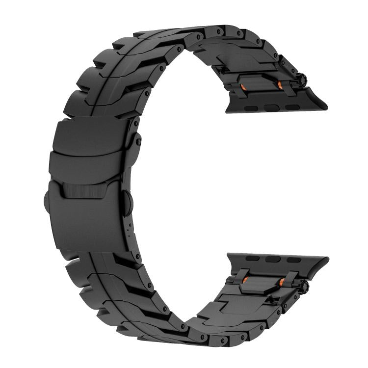 For Apple Watch 46mm / 49mm / 45mm / 44mm Stainless Steel Iron Man Safety Buckle Metal Watch Band(Black) - free shipping - PMC TechLife - Order now!