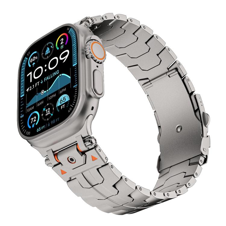 For Apple Watch 42mm / 41mm / 40mm / 38mm Stainless Steel Iron Man Safety Buckle Metal Watch Band(Titanium Color) - free shipping - PMC TechLife - Order now!