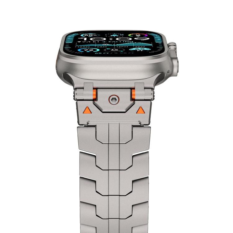 For Apple Watch 42mm / 41mm / 40mm / 38mm Stainless Steel Iron Man Safety Buckle Metal Watch Band(Titanium Color) - free shipping - PMC TechLife - Order now!