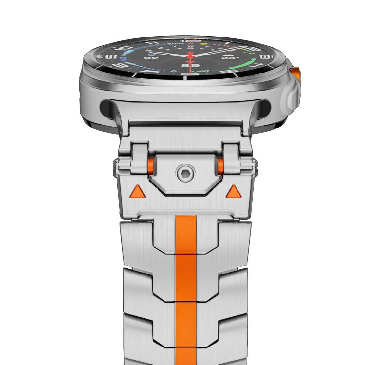 For Samsung Galaxy Watch 7 Ultra 47mm Stainless Steel Butterfly Buckle Metal Watch Band(Silver Orange) - free shipping - PMC TechLife - Order now!