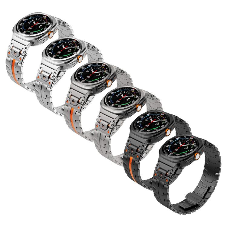For Samsung Galaxy Watch 7 Ultra 47mm Stainless Steel Butterfly Buckle Metal Watch Band(Silver Orange) - free shipping - PMC TechLife - Order now!