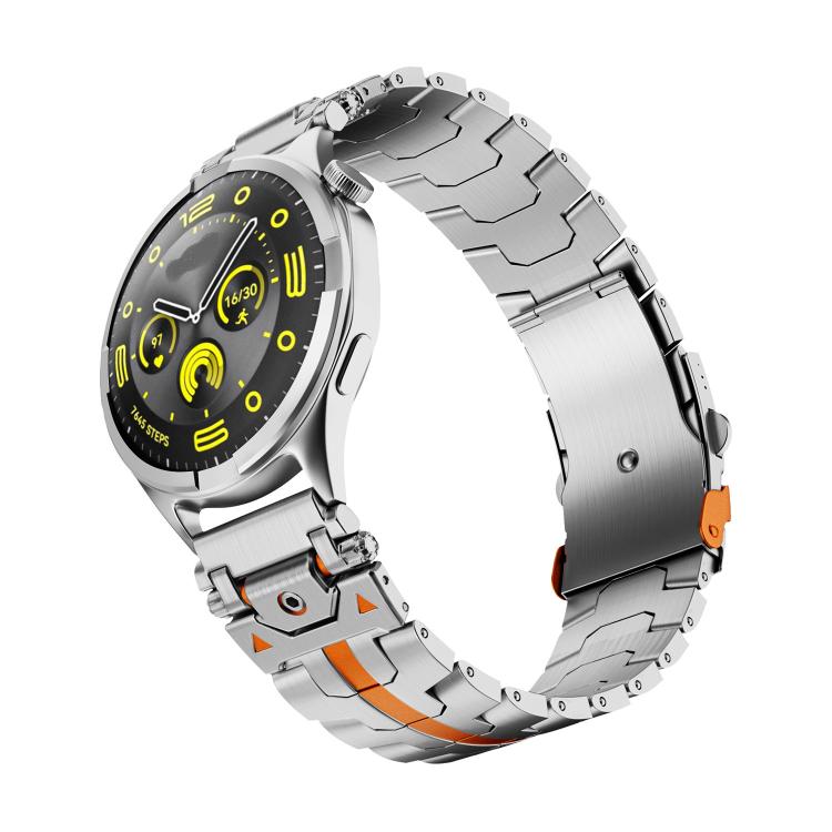 22mm Stainless Steel Safety Buckle Metal Watch Band(Silver Orange) - free shipping - PMC TechLife - Order now!
