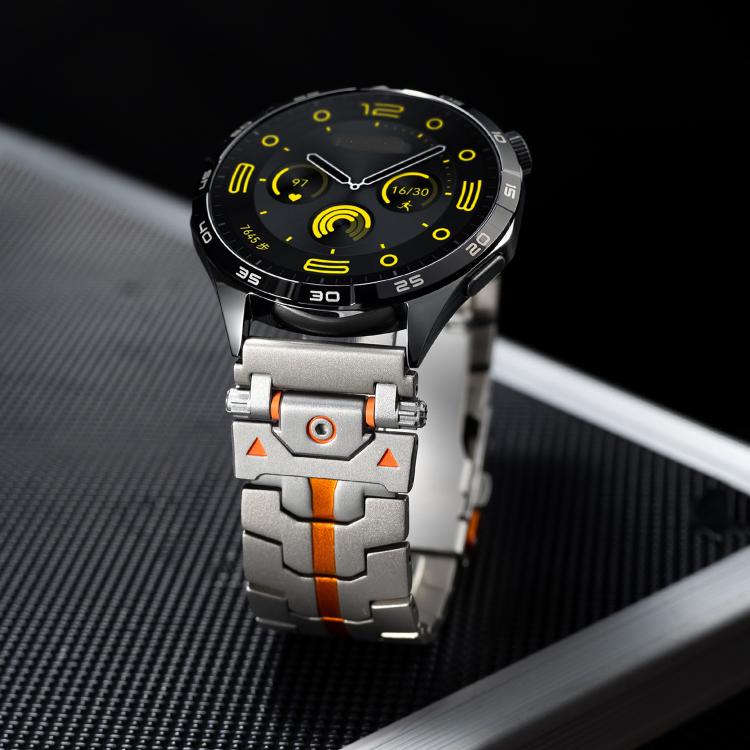 22mm Stainless Steel Butterfly Buckle Metal Watch Band(Silver Orange) - free shipping - PMC TechLife - Order now!