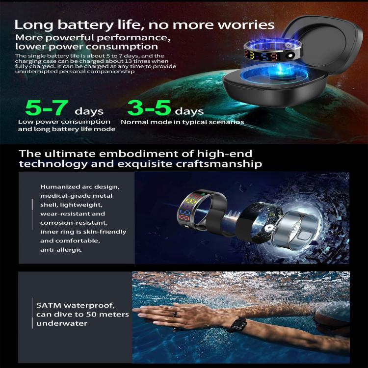 R12 SIZE 10 Smart Ring, Support Heart Rate / Blood Oxygen / Sleep / Multiple Sports Modes(Gold) - free shipping - PMC TechLife - Order now!