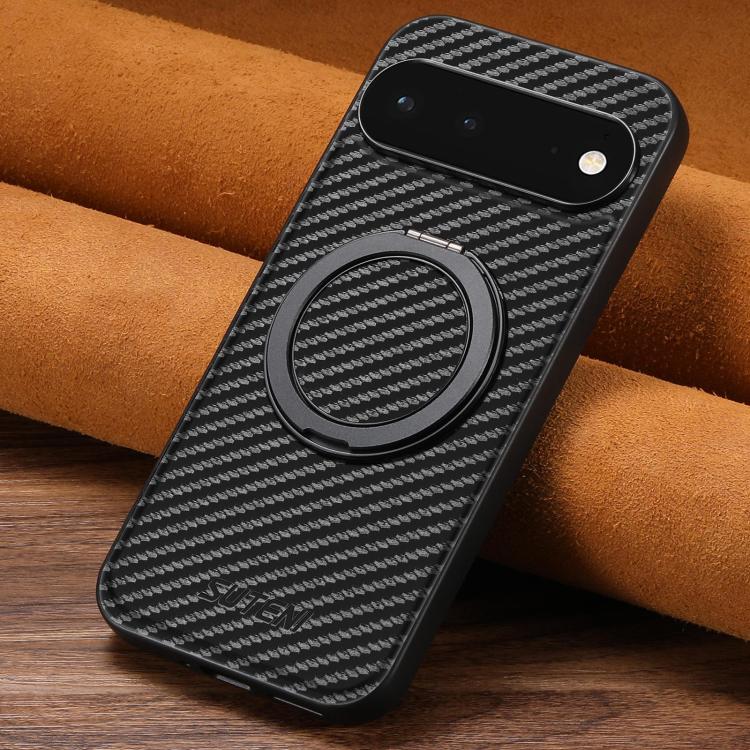 For Google Pixel 6 Suteni G3 Carbon Fiber Leather 360 Rotation Holder MagSafe Phone Case(Black) - Google Cases by Suteni | Online Shopping South Africa | PMC TechLife | Buy Now Pay Later Mobicred