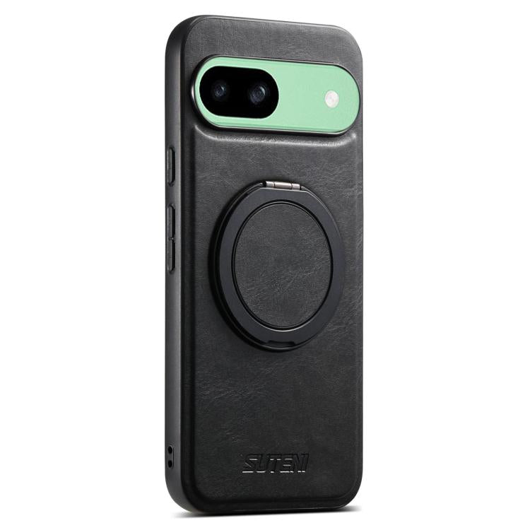 For Google Pixel 8a Suteni G3 Suteni G3 Oil Wax 360 Rotation Holder MagSafe Back Phone Case(Black) - Google Cases by Suteni | Online Shopping South Africa | PMC TechLife | Buy Now Pay Later Mobicred