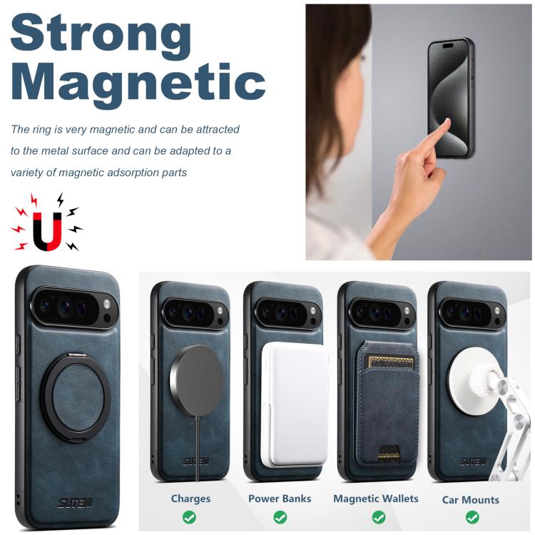 For Google Pixel 7a Suteni G3 Suteni G3 Oil Wax 360 Rotation Holder MagSafe Back Phone Case(Blue) - Google Cases by Suteni | Online Shopping South Africa | PMC TechLife | Buy Now Pay Later Mobicred