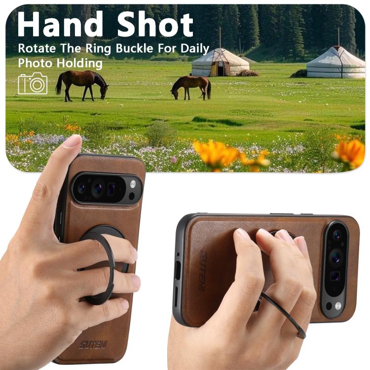 For Google Pixel 7 Pro Suteni G3 Oil Wax 360 Rotation Holder MagSafe Back Phone Case(Brown) - free shipping - PMC TechLife - Order now!