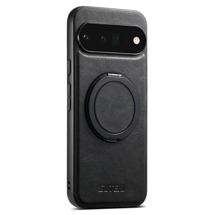 For Google Pixel 6 Pro Suteni G3 Oil Wax 360 Rotation Holder MagSafe Back Phone Case(Black) - Google Cases by Suteni | Online Shopping South Africa | PMC TechLife | Buy Now Pay Later Mobicred
