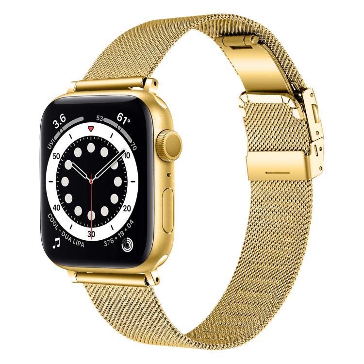 For Apple Watch 42mm / 41mm / 40mm / 38mm Hyphosis Buckle Milanese Metal Watch Band(Gold) - free shipping - PMC TechLife - Order now!
