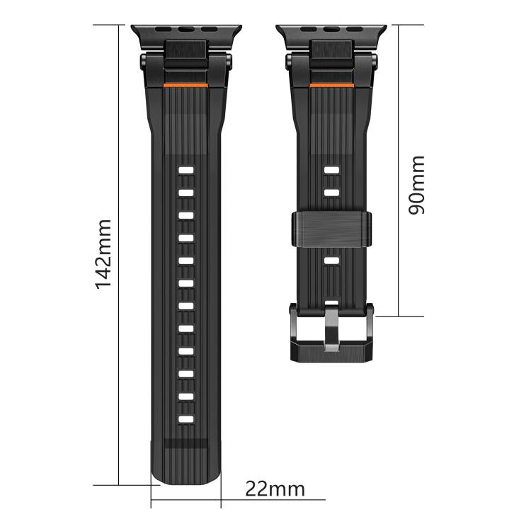 For Apple Watch 46mm / 49mm / 45mm / 44mm Stainless Steel Connector Vertical Grain TPU Watch Band(Army Green) - free shipping - PMC TechLife - Order now!