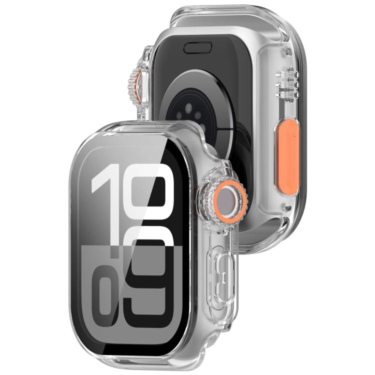 For Apple Watch Series 10 42mm Change to Ultra 49mm Tempered Film Integrated PC Button Watch Case(Transparent Color) - Watch Cases by PMC TechLife | Online Shopping South Africa | PMC TechLife | Buy Now Pay Later Mobicred