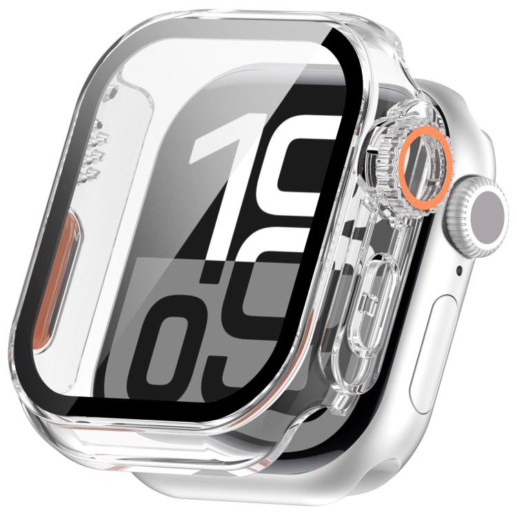 For Apple Watch Series 10 42mm Change to Ultra 49mm Tempered Film Integrated PC Button Watch Case(Transparent Color) - Watch Cases by PMC TechLife | Online Shopping South Africa | PMC TechLife | Buy Now Pay Later Mobicred