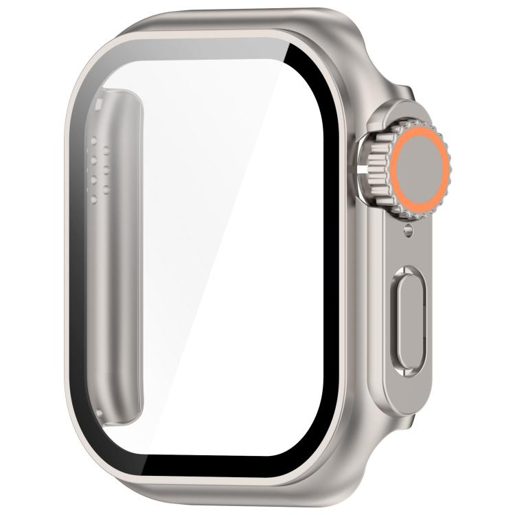 For Apple Watch Series 10 42mm Change to Ultra 49mm Tempered Film Integrated PC Button Watch Case(Starlight) - Watch Cases by PMC TechLife | Online Shopping South Africa | PMC TechLife | Buy Now Pay Later Mobicred