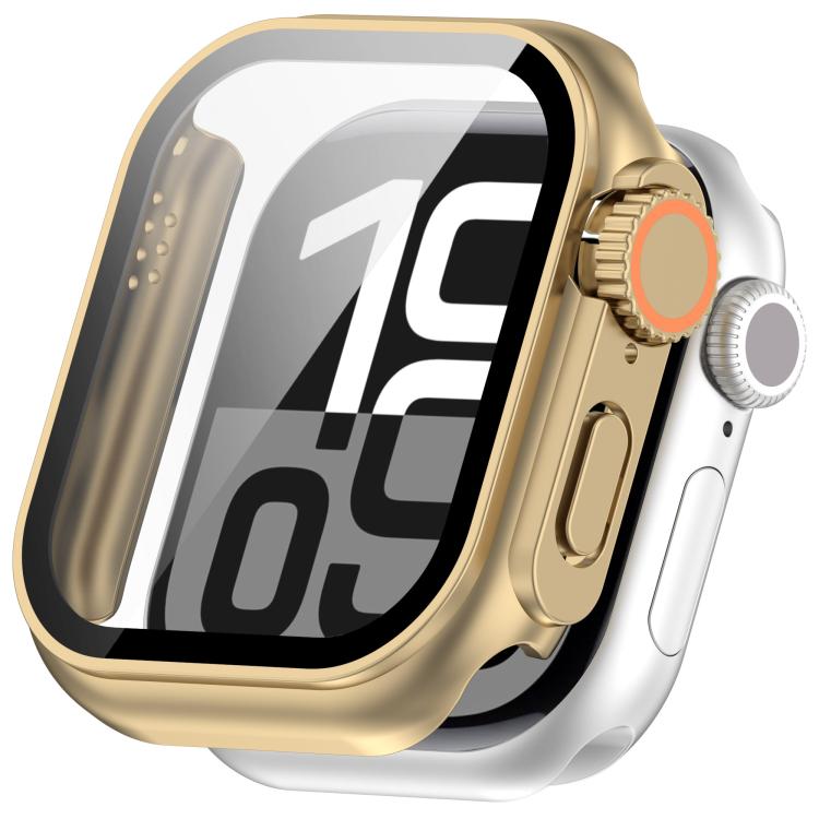 For Apple Watch Series 10 46mm Change to Ultra 49mm Tempered Film Integrated PC Button Watch Case(Champagne Gold) - free shipping - PMC TechLife - Order now!