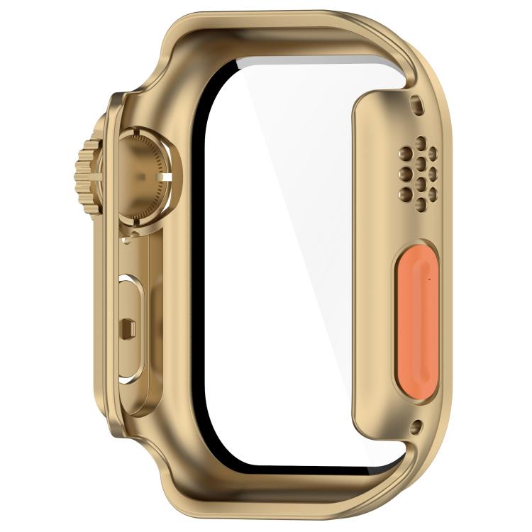 For Apple Watch Series 10 46mm Change to Ultra 49mm Tempered Film Integrated PC Button Watch Case(Champagne Gold) - free shipping - PMC TechLife - Order now!