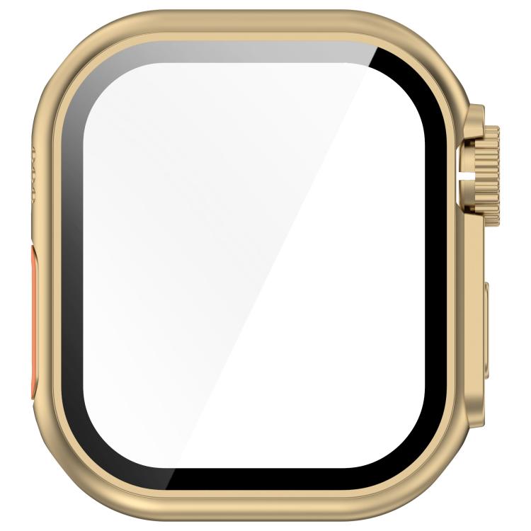 For Apple Watch Series 10 46mm Change to Ultra 49mm Tempered Film Integrated PC Button Watch Case(Champagne Gold) - free shipping - PMC TechLife - Order now!