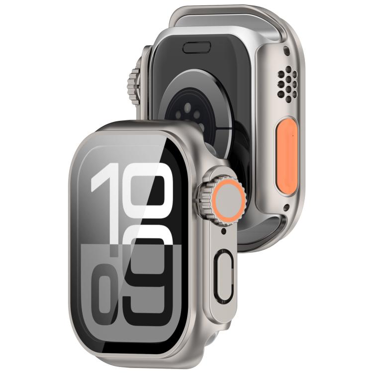 For Apple Watch Series 10 46mm Change to Ultra 49mm Tempered Film Integrated PC Button Watch Case(Starlight) - Watch Cases by PMC TechLife | Online Shopping South Africa | PMC TechLife | Buy Now Pay Later Mobicred
