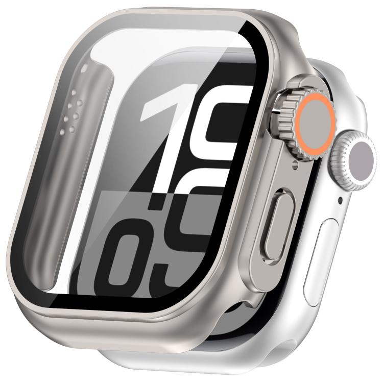 For Apple Watch Series 10 46mm Change to Ultra 49mm Tempered Film Integrated PC Button Watch Case(Starlight) - Watch Cases by PMC TechLife | Online Shopping South Africa | PMC TechLife | Buy Now Pay Later Mobicred