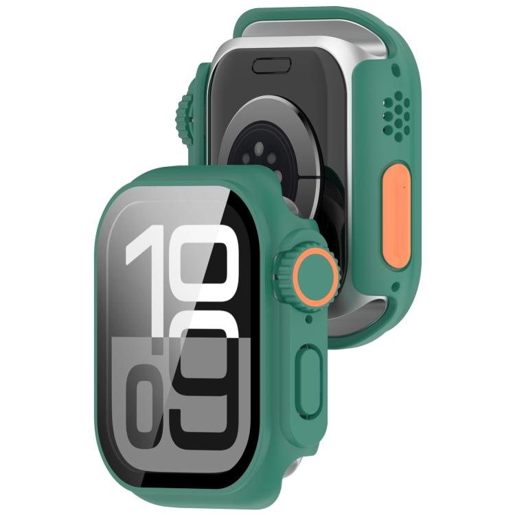 For Apple Watch Series 9/8/7 41mm Change to Ultra 49mm Tempered Film Integrated PC Button Watch Case(Green) - Watch Cases by PMC TechLife | Online Shopping South Africa | PMC TechLife | Buy Now Pay Later Mobicred