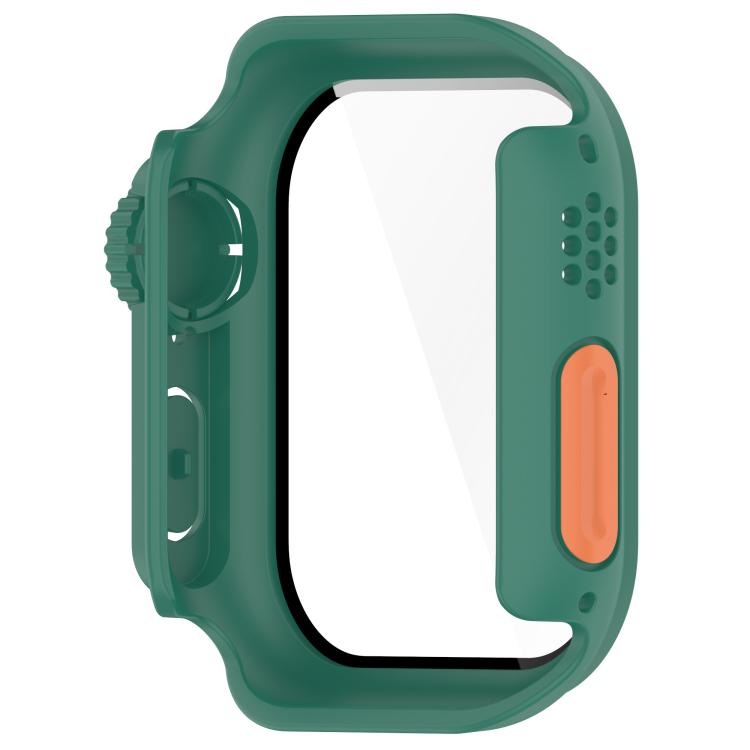 For Apple Watch Series 9/8/7 41mm Change to Ultra 49mm Tempered Film Integrated PC Button Watch Case(Green) - Watch Cases by PMC TechLife | Online Shopping South Africa | PMC TechLife | Buy Now Pay Later Mobicred