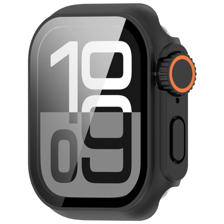 For Apple Watch Series 9/8/7 41mm Change to Ultra 49mm Tempered Film Integrated PC Button Watch Case(Black) - Watch Cases by PMC TechLife | Online Shopping South Africa | PMC TechLife | Buy Now Pay Later Mobicred