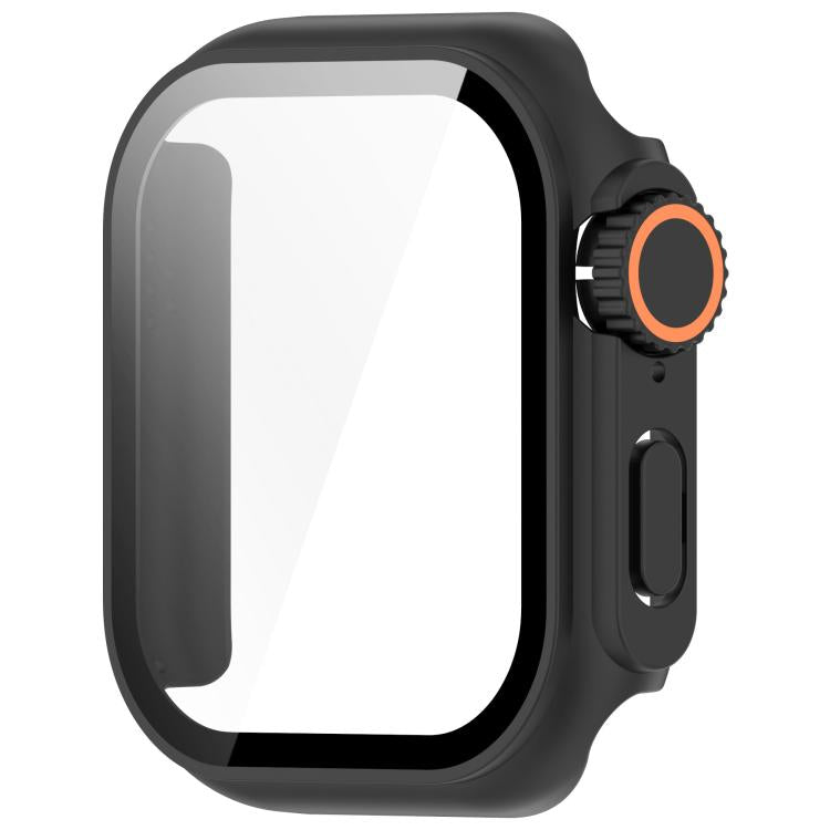 For Apple Watch Series 9/8/7 41mm Change to Ultra 49mm Tempered Film Integrated PC Button Watch Case(Black) - Watch Cases by PMC TechLife | Online Shopping South Africa | PMC TechLife | Buy Now Pay Later Mobicred