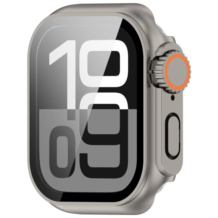 For Apple Watch Series 9/8/7 41mm Change to Ultra 49mm Tempered Film Integrated PC Button Watch Case(Titanium Steel Color) - free shipping - PMC TechLife - Order now!