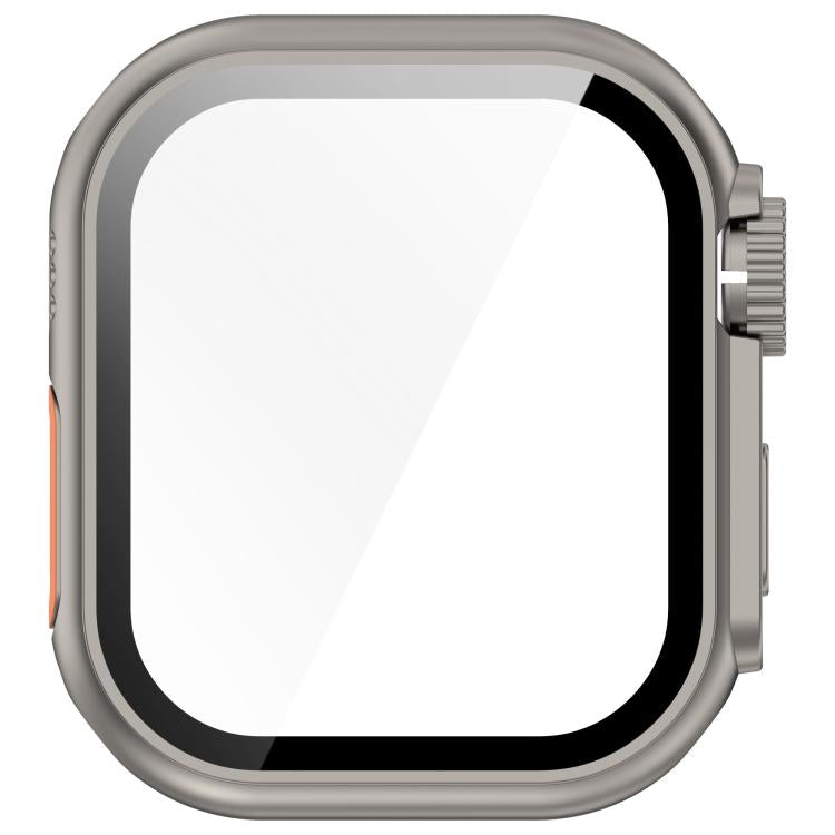 For Apple Watch Series 9/8/7 41mm Change to Ultra 49mm Tempered Film Integrated PC Button Watch Case(Titanium Steel Color) - free shipping - PMC TechLife - Order now!